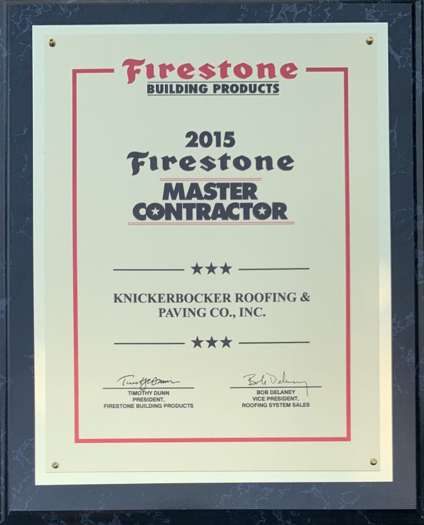 2015 Firestone Master Contractor Award