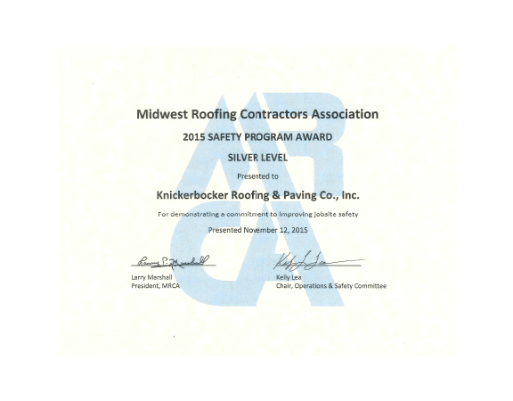 2015 Safety Program Award Silver Level