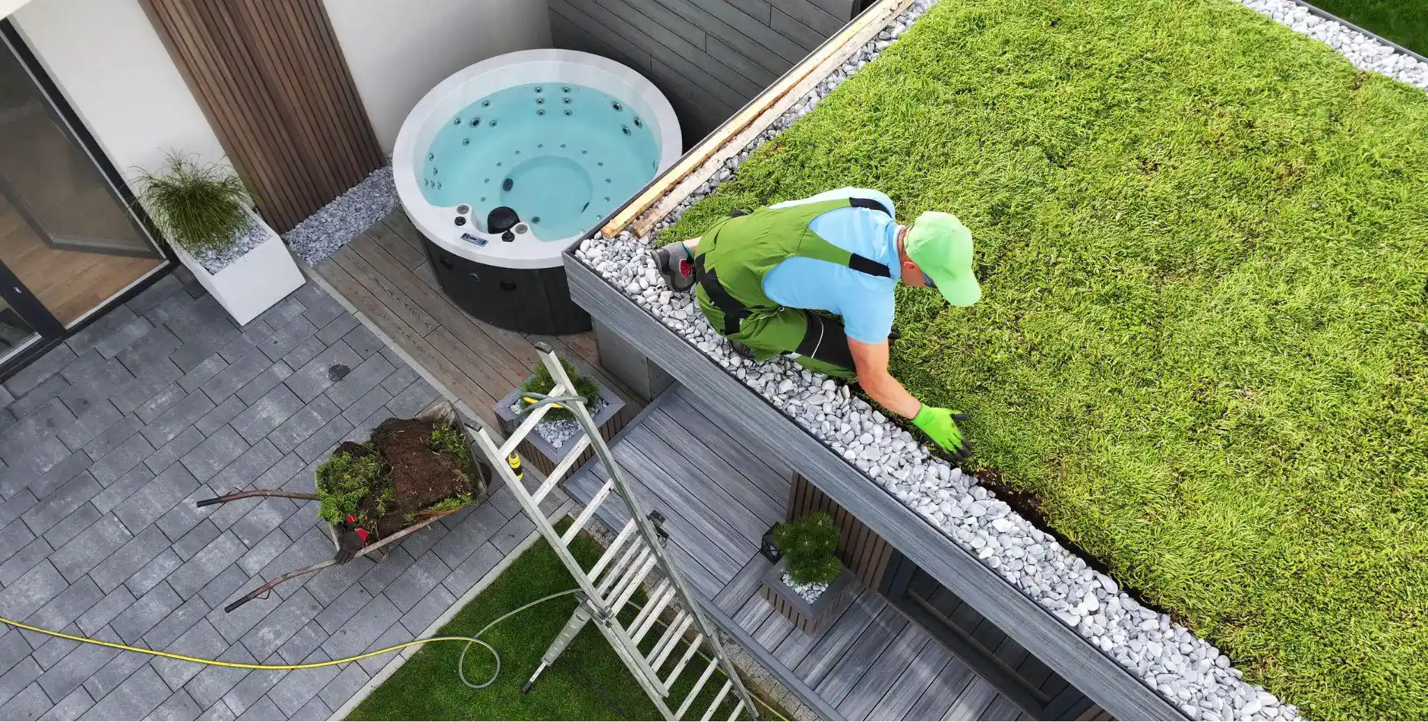 Installing green roofing on a residential garden shed
