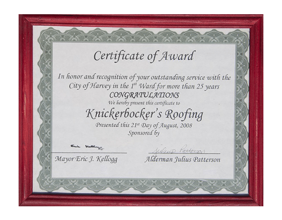 Certificate of Award - City of Harvey