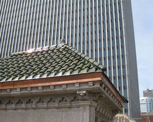 Clay Tile Roof and Copper Gutter Installation at the Historic Monroe Building