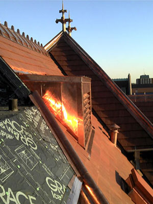 New roof installation at the erman biology building, university of chicago